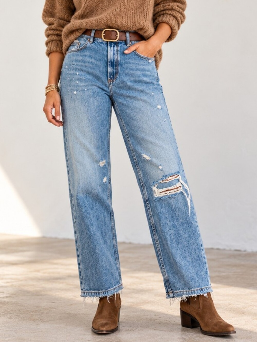 We The Free Dakota Jean Size 30 High Rise Straight Leg Jeans Distressed Anthro
